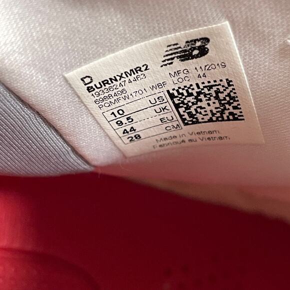 New Balance Men’s 10 Burn X MR2 Lacrosse Cleats | White/Red, No Laces, NWOT